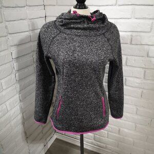 Hyba Ladies Size Medium Black & Grey w/ Pink Accents Fleece Lined Scuba Hoodie